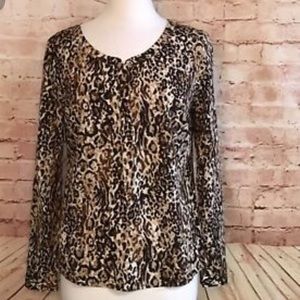 Merona button down cheetah print blouse